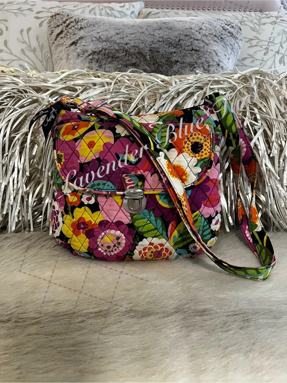 VERA BRADLEY Ziggy Zinnia  2014 Hipster Crossbody Pink Orange Floral Y2K Quilted